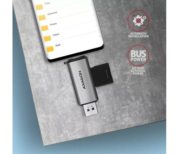 Axagon CRE-SAC, USB-C + USB-A 3.2 - 2-slot SD/microSD, UHS-I - 1353405 - zdjęcie 5
